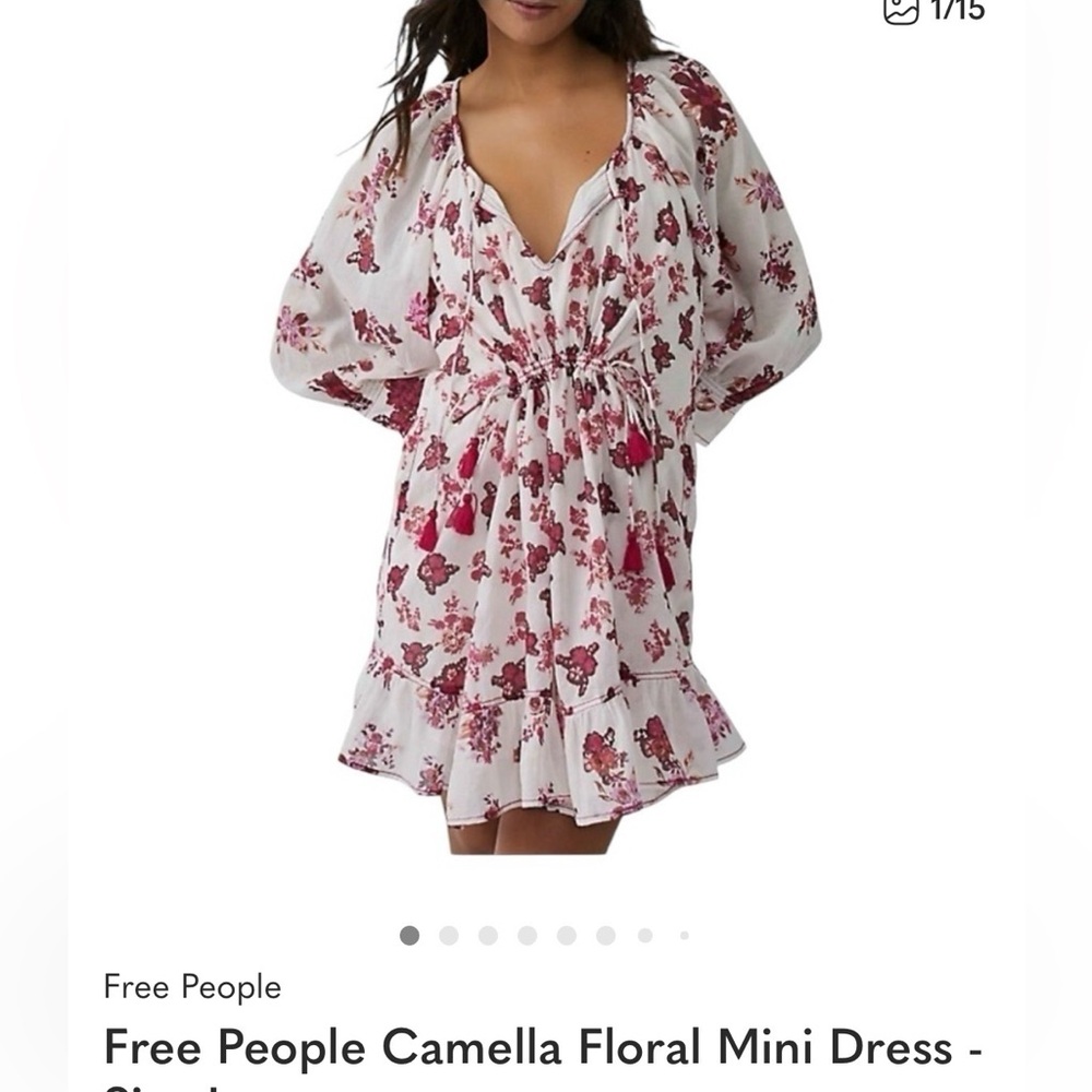 Free People Red and Pink Floral Dress